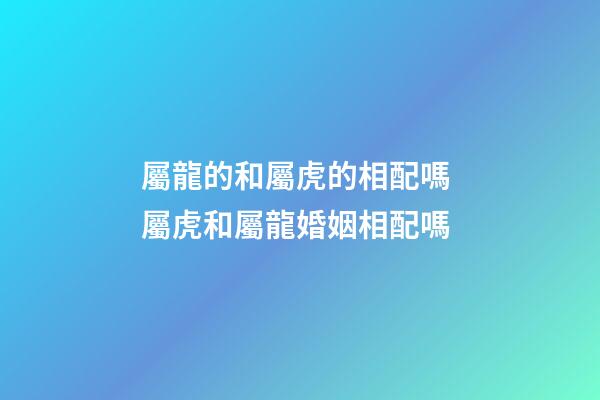 屬龍的和屬虎的相配嗎 屬虎和屬龍婚姻相配嗎-第1張-觀點-玄機派